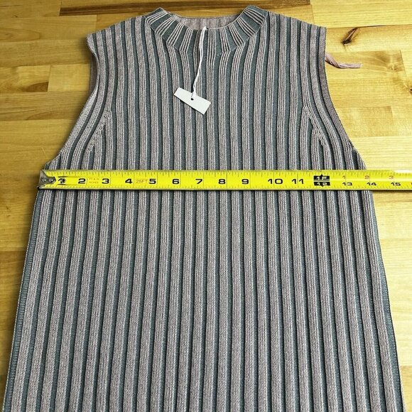 Cos Sleeveless Sweater Tank Ribbed Knit Vest Mock Neck Gray Pink Size Small NEW - Picture 11 of 12